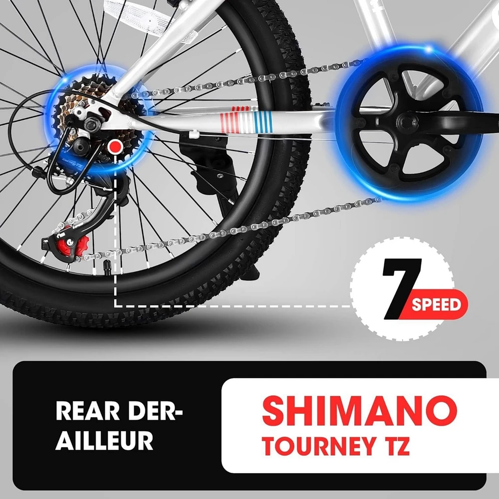 Streamdale Furniture 20" Kids' Mountain Bike, 7-Speed, Disc Brake, Suspension