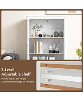 Sugift 55 Inch Bookcase Cabinet with Tempered Glass Doors