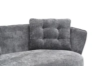 Grey Polyester Loveseat with Golden Metal Legs