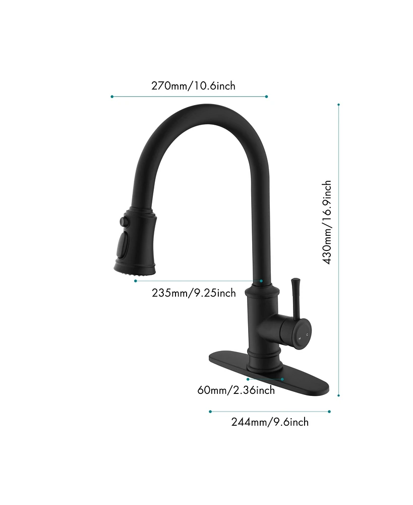 Brushed Nickel Pull Out Kitchen Faucet with Pull Down Sprayer