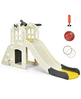 Skonyon 6-in-1 Toddler Climber Slide Playset with Basketball Hoop