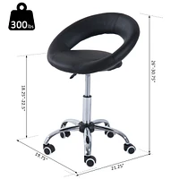 Homcom Adjustable Swivel Hydraulic Leather Salon Stool Rolling Chair,
