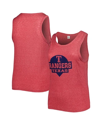 Soft As A Grape Women's Red Texas Rangers Plus Size High Neck Tri-Blend Tank Top