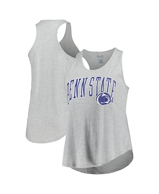 Profile Women's Heather Gray Penn State Nittany Lions Arch Logo Racerback Scoop Neck Tank Top
