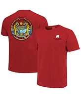 Image One Men's and Women's Red Wisconsin Badgers Scenic Comfort Colors T-Shirt