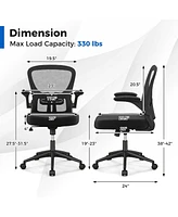 Ergonomic Office Chair with Flip-Up Armrests Rocking Backrest Computer Desk Chair