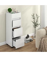 Bathroom Floor Cabinet with 3 Drawers 4 Compartments 2-Side Available Towel Shelf