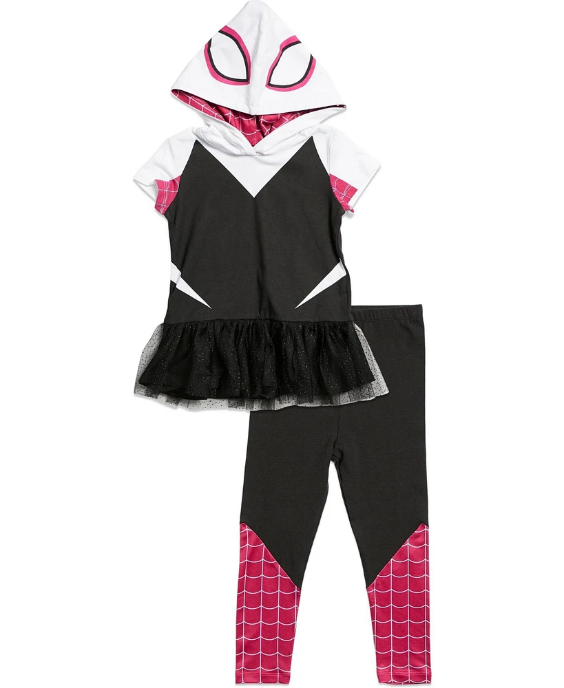 Spider-Man Little Girls Marvel Cosplay T-Shirt Dress and Leggings Outfit Set