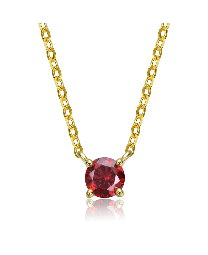 GiGiGirl Sterling Silver Colored Cubic Zirconia Birthstone Solitaire Necklace - Color Options