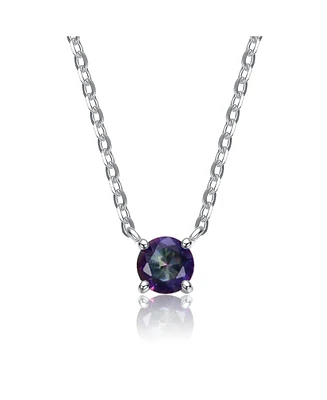 GiGiGirl Sterling Silver Colored Cubic Zirconia Birthstone Solitaire Necklace - Color Options