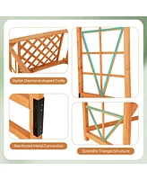 Patio Garden Arbor with Pergola Bench 2 Trellises for Climbing Plants Vines Grapes