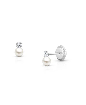 Tiny Blessings Children's 14K Gold 3mm Pearl Drop Studs Girls' Screw Back Earrings