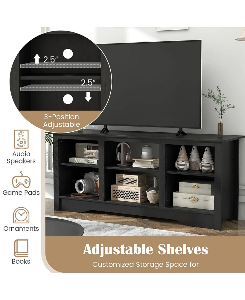 Gymax 58'' Tv Stand Entertainment Center w/ 3-Adjustable Shelves for 65'' Tv Black
