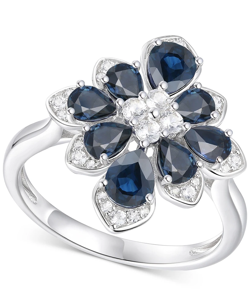 Emerald (1-3/4 ct. t.w.) & Diamond (1/4 Pear Flower Ring 14k Gold (Also Ruby Sapphire)
