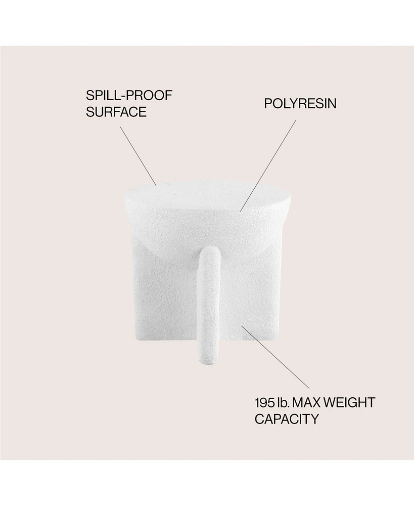 Jonathan Y Brady 16.25" Minimalist Modern Drum Indoor/Outdoor Accent Table, White Frosted