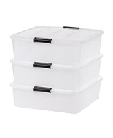 Iris 3 Pack 33qt Plastic Buckle Up Under Bed Storage Container with Lids and Durable Buckles