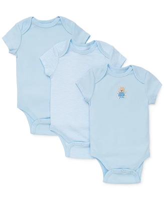Little Me Baby Boys Cute Bear Cotton Bodysuits, Pack of 3