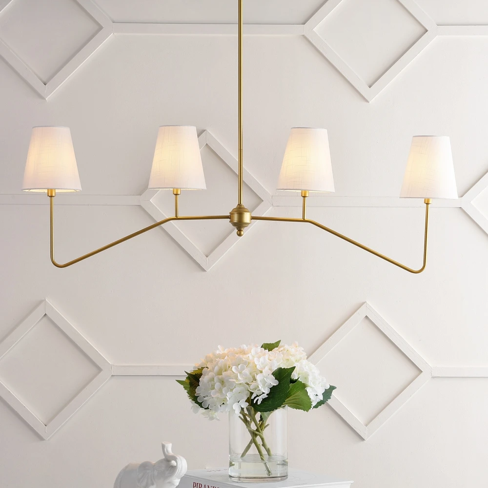 Jonathan Y Signe 47.5" 4-Light Classic Minimalist Iron Linear Led Pendant, Gold Painting