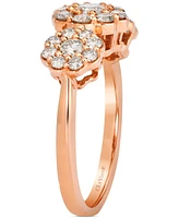 Le Vian Nude Diamond Triple Cluster Flower Ring (1 ct. t.w.) 14k Rose Gold