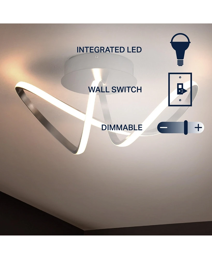 Jonathan Y Chantelle 19.5" 1-Light Modern Minimalist Aluminum Loop Integrated Led Semi Flush Mount