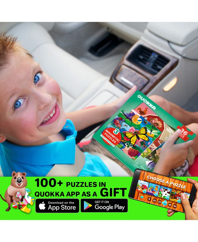 Quokka 20/24/36 Pcs Travel Magnetic Puzzles for Toddlers 3-5
