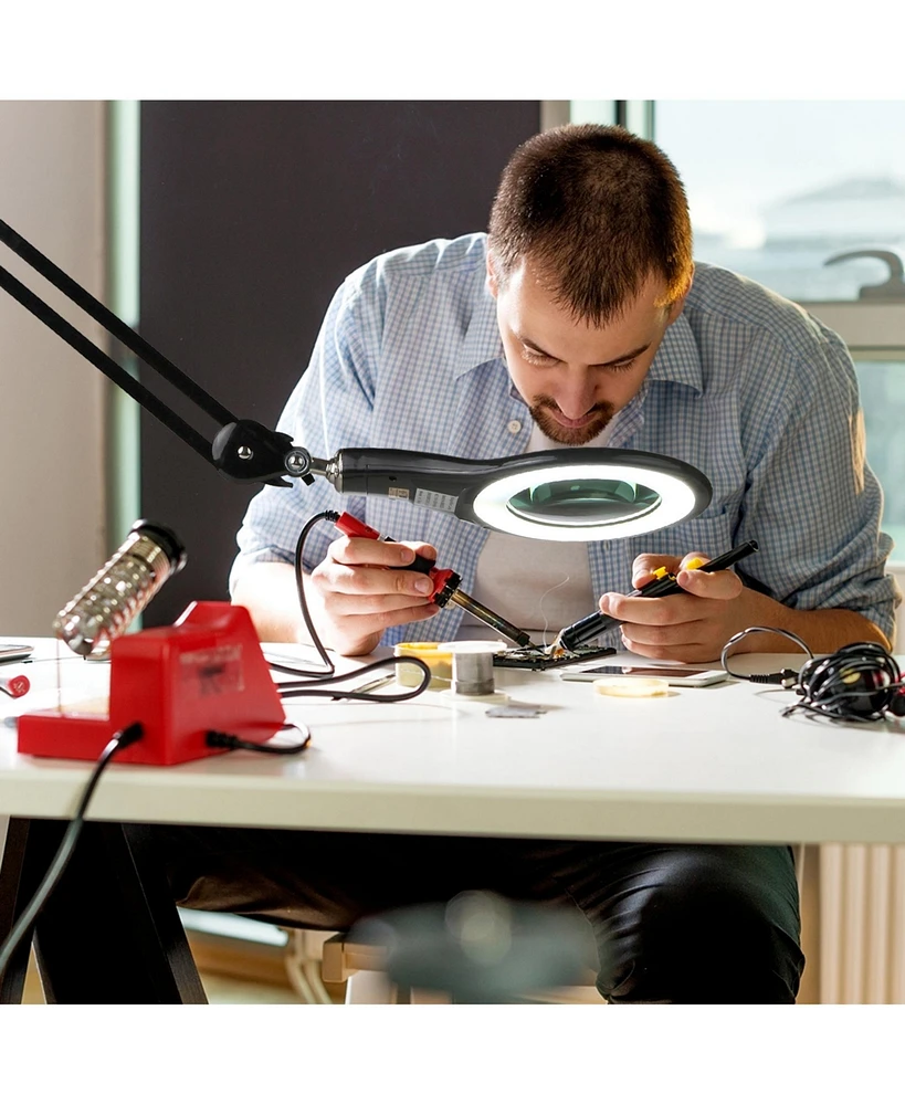 Brightech Lightview Pro Led Screw Clamp Magnifier Desk Lamp