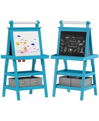 Qaba Easel for Kids w/ Paper Roll, board Chalkboard,