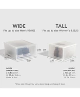 Iris Usa Tall 6 Pack Shoe Storage Box Stackable and Drop Front