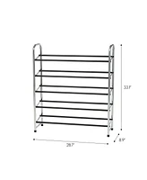 Iris Usa 5-Tier 15 Pairs Stackable Freestanding Shoe Racks for Entryway, Silver