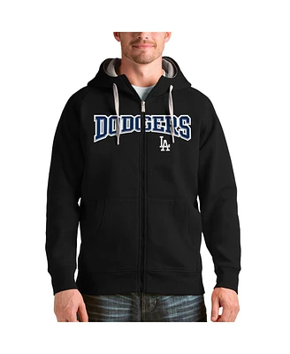Antigua Men's Black Los Angeles Dodgers Team Logo Victory Full-Zip Hoodie