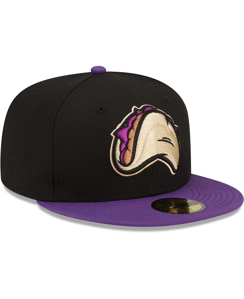 New Era Men's Black/Purple Fresno Grizzlies Tacos Theme Night 59FIFTY Fitted Hat