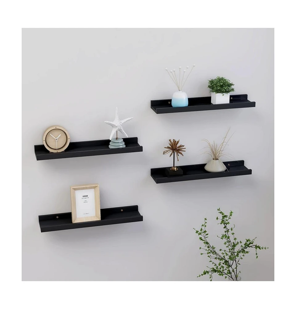 vidaXL Wall Shelves 4 pcs Black 15.7"x3.5"x1.2"
