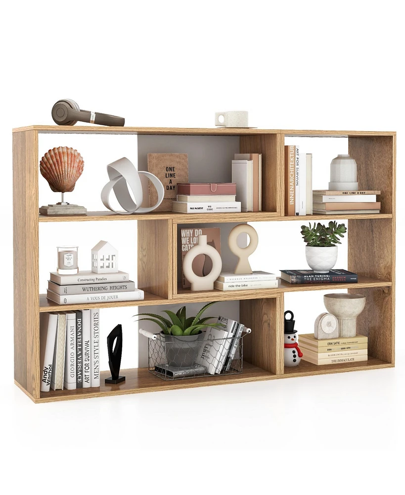 Sugift 2-Piece Separable Bookshelf Floor Standing Corner Display Storage