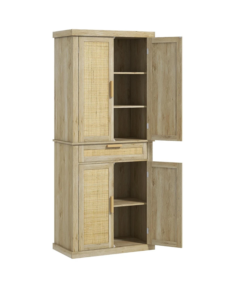 Homcom 72" Tall Kitchen Pantry Storage Cabinet with Rat Doors and Drawer