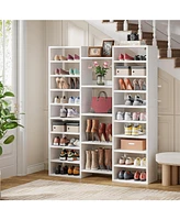 Tribesigns 14-Tier Shoe Rack, Freestanding Tall Shoe Shelf, White Wooden Shoe Storage Cabinet with 22 Open Cubbies, 46 Pairs Wide Entryway Shoe Organi