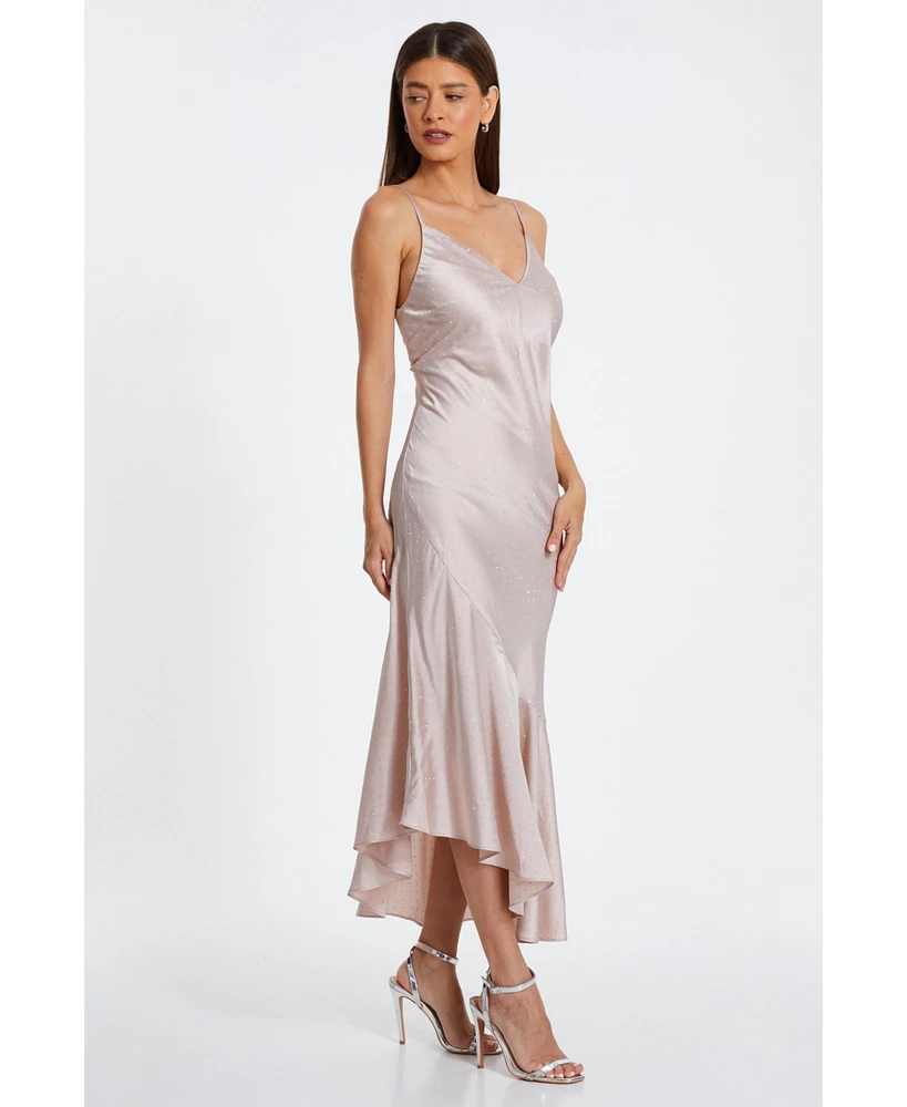 Quiz Women's Satin V Neck Maxi Dress