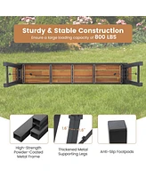 Folding Picnic Table & Bench Set Dining Table with Metal Frame for 4 or 6 Persons