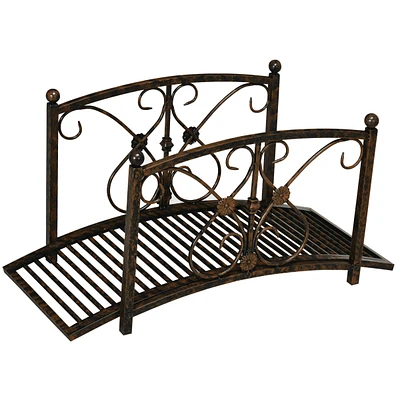 Decorative Metal Garden Bridge with Safety Rails