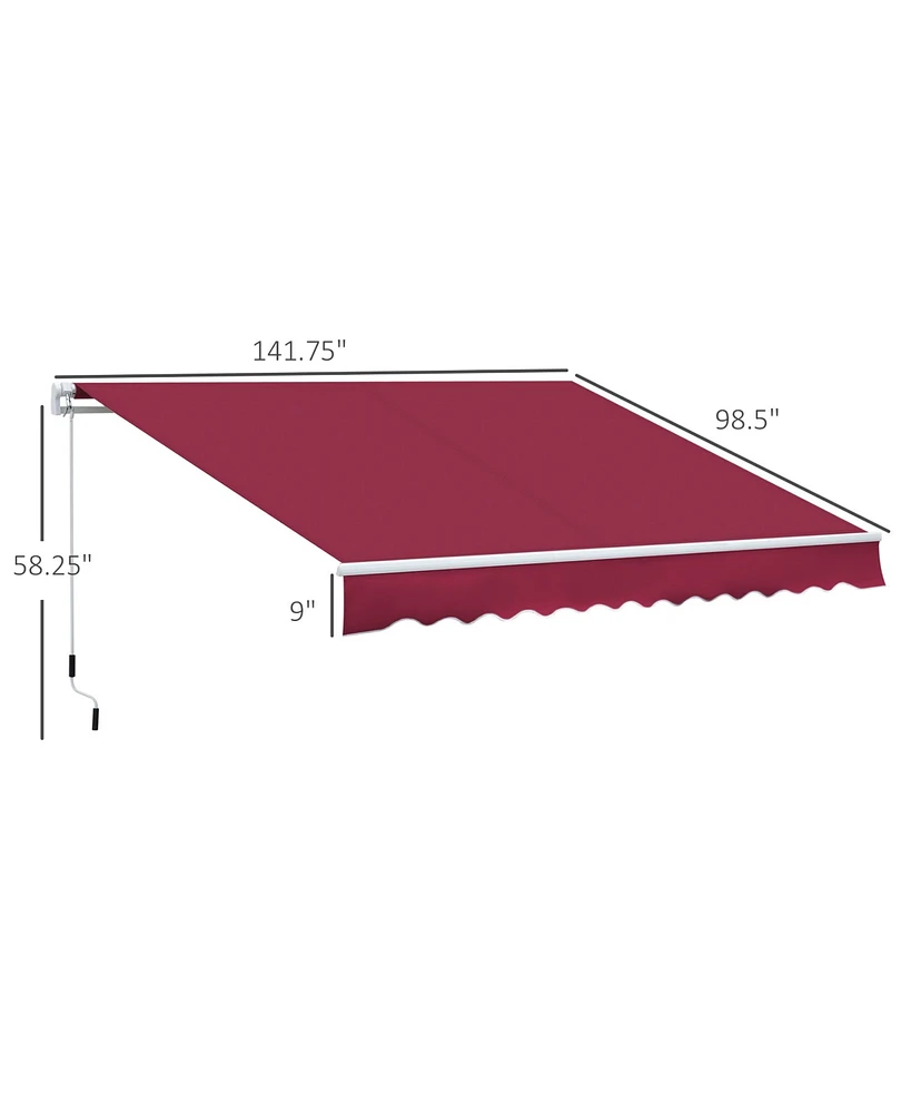 12' Retractable Awning with Aluminum Frame and Uv Protection