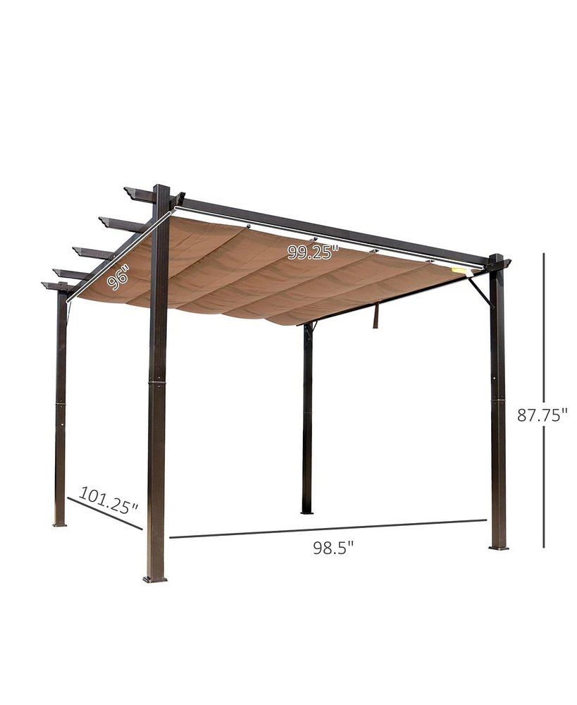 10' Retractable Pergola Canopy with Aluminum Frame