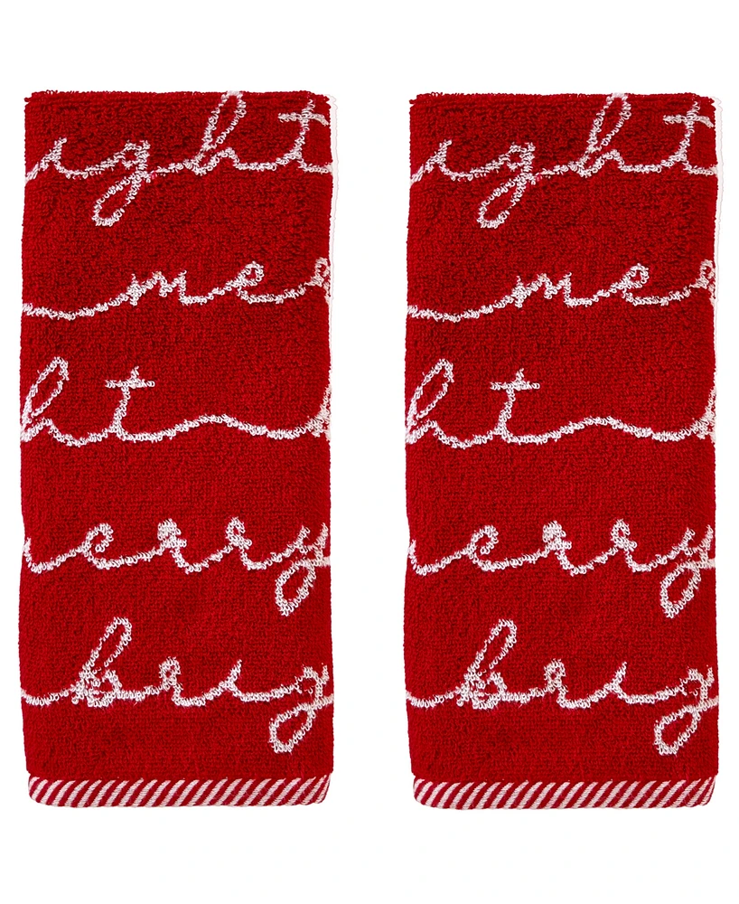 Skl Home Merry and Bright Jacquard Cotton 2-Pc Hand Towel Set, 16" x 25"