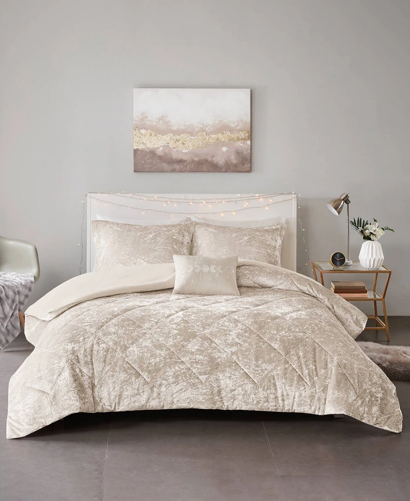 Intelligent Design Felicia Velvet 4-Piece Duvet Cover Set, Full/Queen