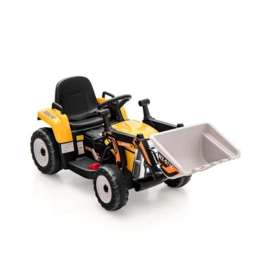 12V Battery Powered Kids Ride on Excavator with Adjustable Arm and Bucket-Yellow