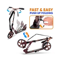 Hurtle Lightweight and Foldable Kick Scooter - Adjustable Scooter for Teens and Adult, Alloy Deck with High Impact Wheels (Real Tree)
