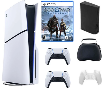 Sony PS5 - Playstation 5 Slim Disc Bundle With Accessories, Extra Controller and God Of War Game