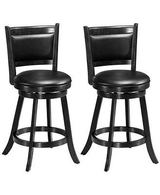 Skonyon 2 Pieces 24 Inch Swivel Counter Stool Dining Chair Upholstered Seat