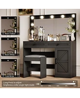 Vanity Table with Large Mirror, Led Lights, and 3 Drawers