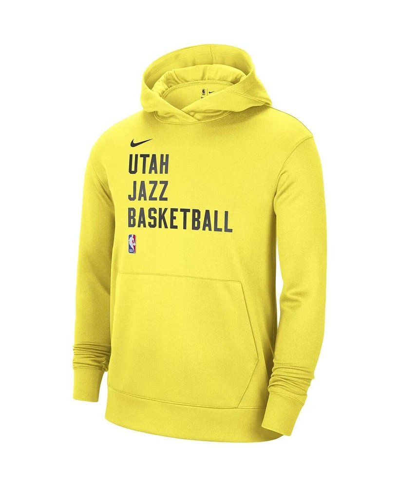 Nike Men's and Women's Yellow Utah Jazz 2023/24 Performance Spotlight On-Court Practice Pullover Hoodie