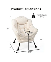 Modern Polyester Fabric Lazy Chair Single Sofa w/Side Pocket