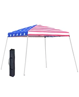 Slant Leg Pop Up Canopy Tent with American Flag Roof
